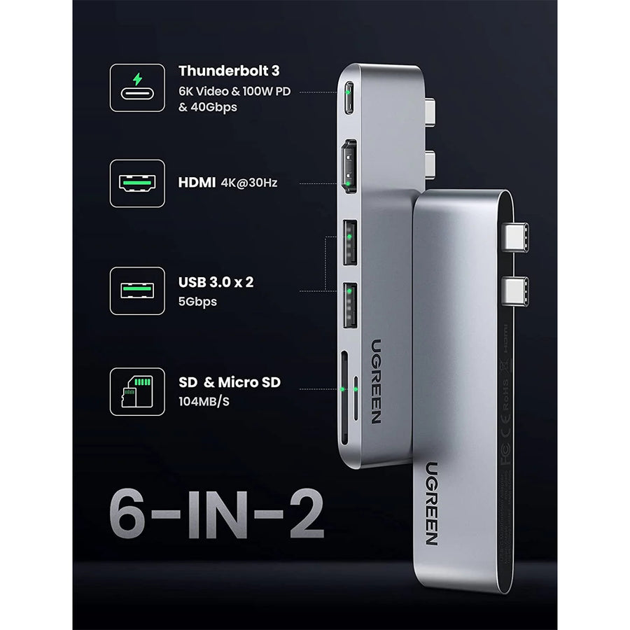 UGREEN  UG-80856 Dual USB-C To HDMI Docking Station
