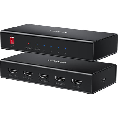 UGREEN UG-90514 HDMI Splitter 1 in 4 Out - 4K60Hz HDMI 2.0 Splitter 18 Gbps 1x4 Only Mirror Screen Support EDID HDCP 2.2/1.4 3D HDR Compatible with Apple TV Blu-Ray Monitor Xbox PS5/4 Switch Projecto