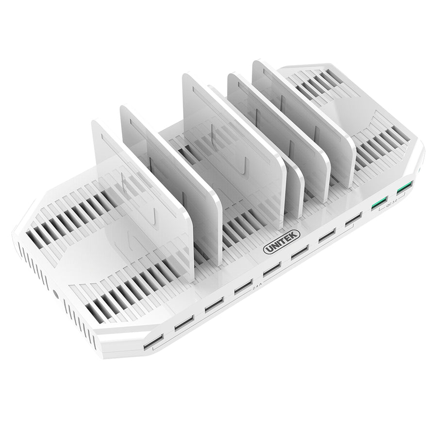 Unitek Y-2190A - 10 Port USB Smart Charging Station 8 Port 2.4A USB-A + 2x Port QC 3.0 USB-A)