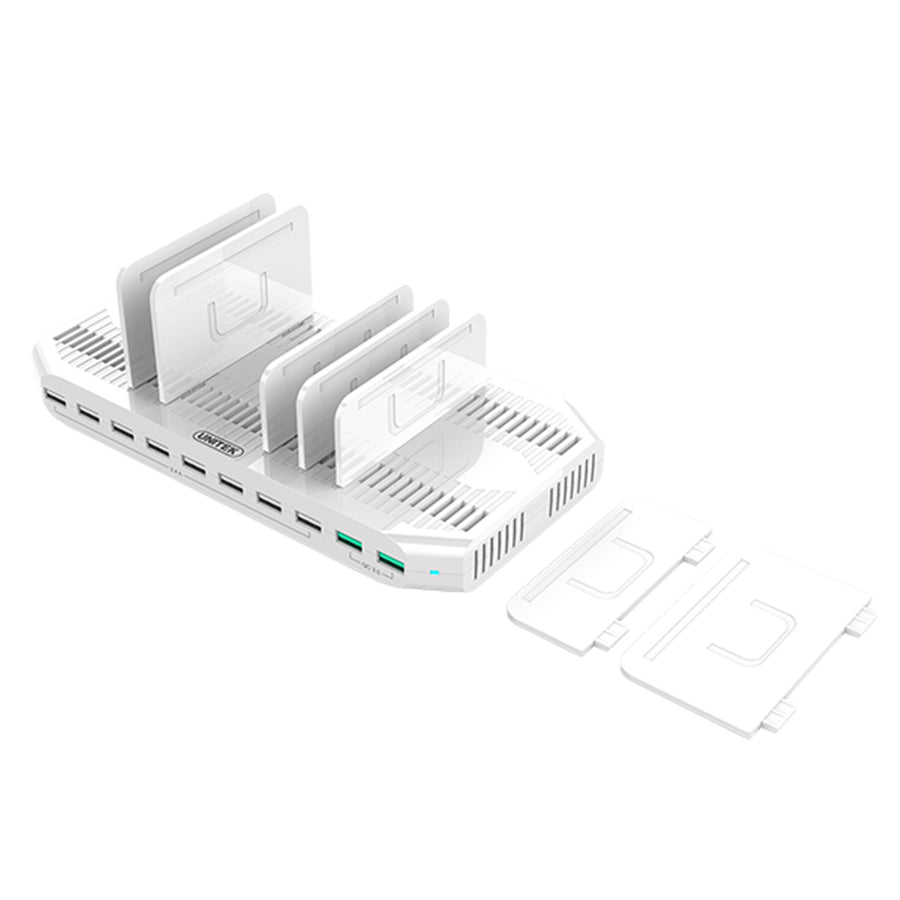 Unitek Y-2190A - 10 Port USB Smart Charging Station 8 Port 2.4A USB-A + 2x Port QC 3.0 USB-A)