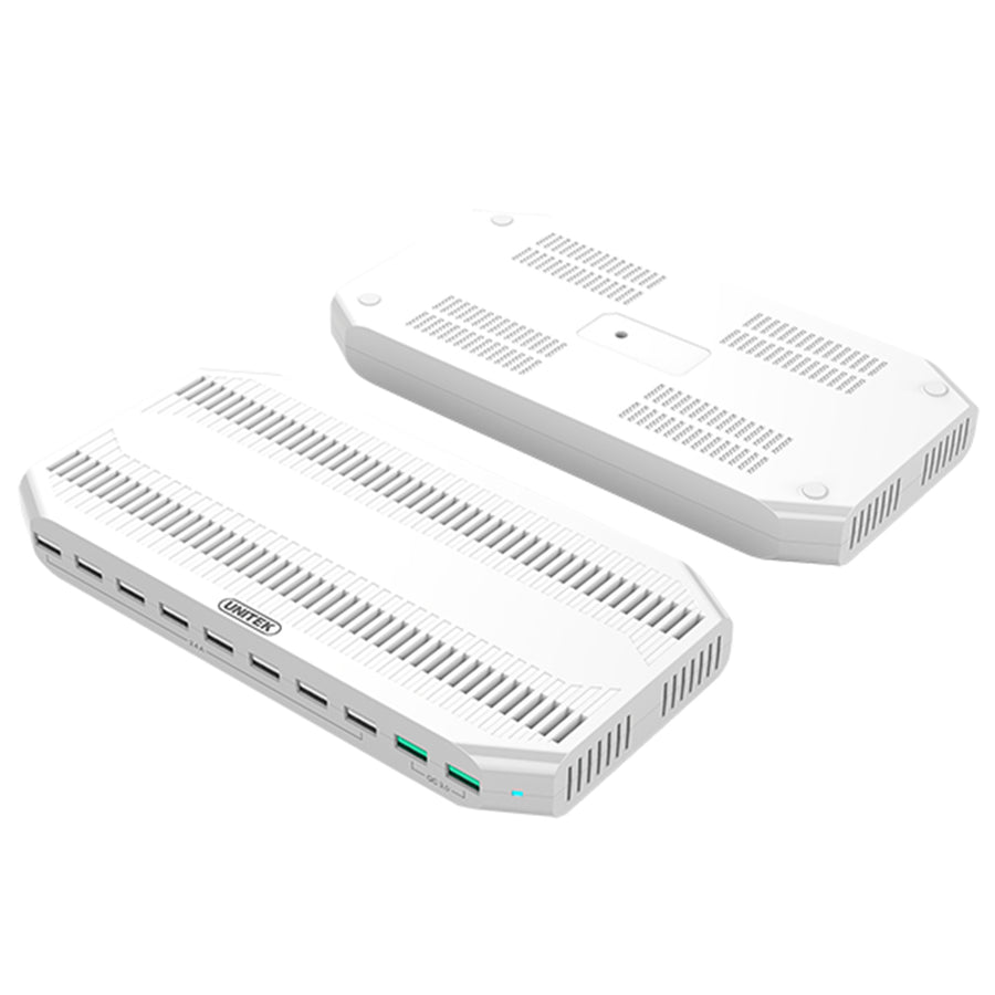 Unitek Y-2190A - 10 Port USB Smart Charging Station 8 Port 2.4A USB-A + 2x Port QC 3.0 USB-A)