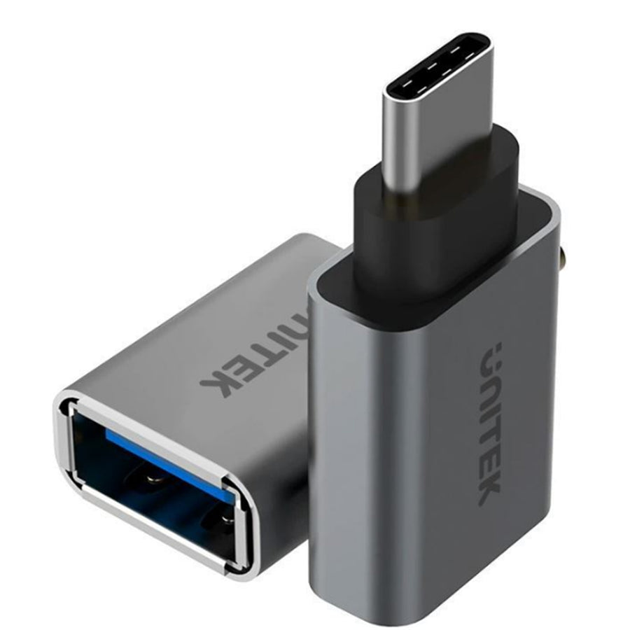 Unitek Y-A025CGY - USB 3.1 USB-C Male to USB-A Female Adapter. Apple Style Aluminium Housing