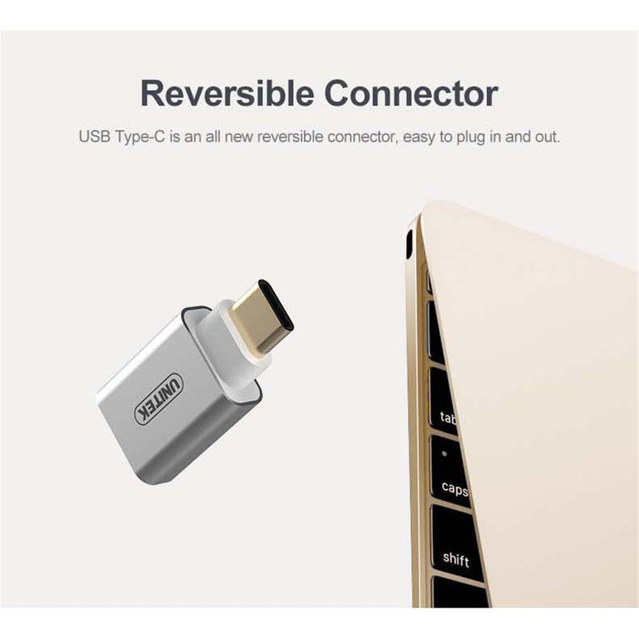 Unitek Y-A025CGY - USB 3.1 USB-C Male to USB-A Female Adapter. Apple Style Aluminium Housing