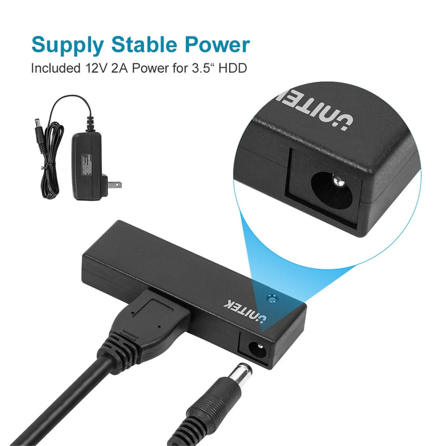 Unitek Y-1039 - USB 3.0 to SATA 6G Converter Super-Speed 5Gbps Supports 2.5 3.5'' HDD SATA & SSD HDD.