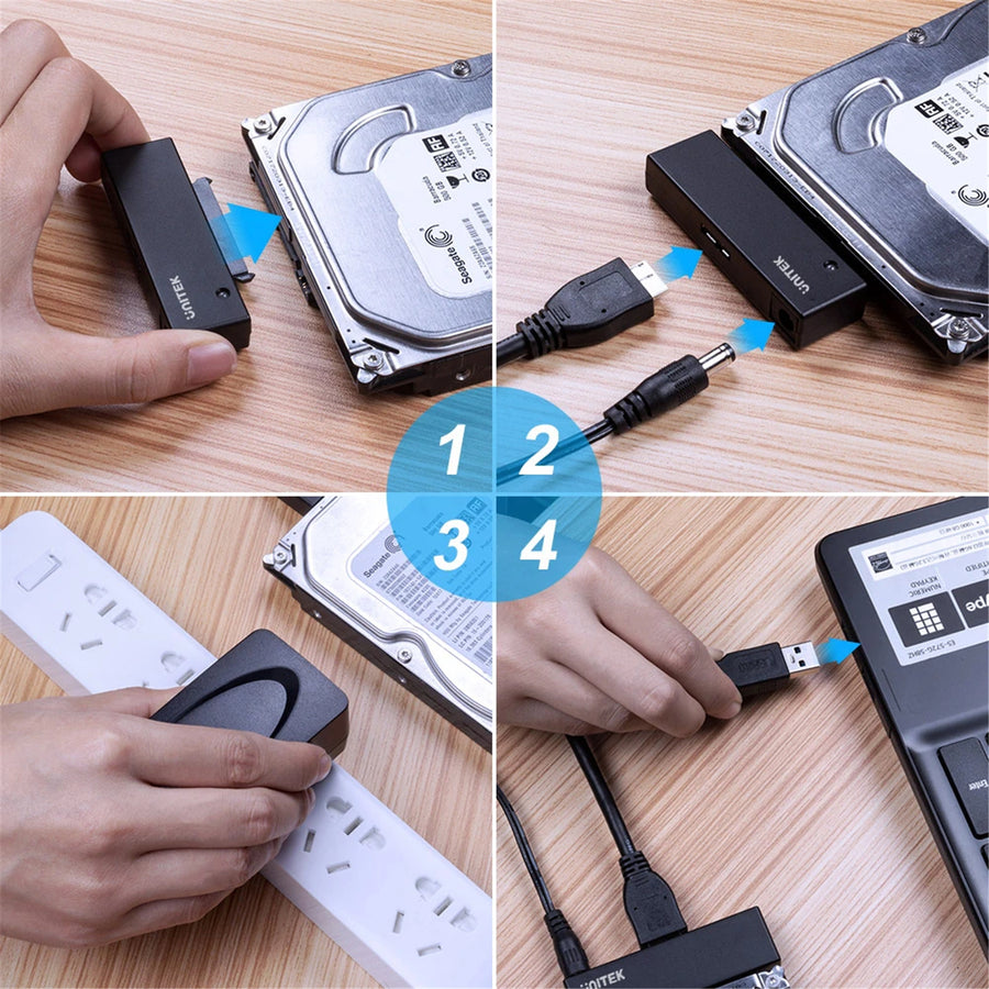 Unitek Y-1039 - USB 3.0 to SATA 6G Converter Super-Speed 5Gbps Supports 2.5 3.5'' HDD SATA & SSD HDD.