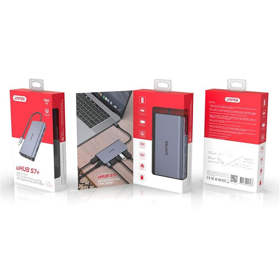 Unitek D1056A - 7-in-1 USB 3.1 Multi-Port Hub w/ USB-C Connector. Includes 1x HDMI Port 1x