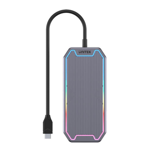 Unitek D1029A 7-in-1 Multi-Port 100W PD    Hub Supporting 10GbpswithUSB-CConnector.Includes2xUSB-A10Gbps Ports, 1x USB-C 10Gbps Port, 1x HDMI 4K60Hz Port, 1x RJ45 Gig Ethernet Port, 3.5mm Audio Port.