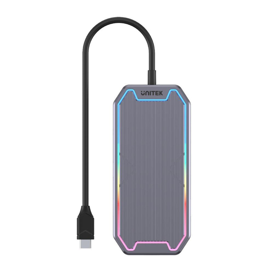 Unitek D1029A 7-in-1 Multi-Port 100W PD    Hub Supporting 10GbpswithUSB-CConnector.Includes2xUSB-A10Gbps Ports, 1x USB-C 10Gbps Port, 1x HDMI 4K60Hz Port, 1x RJ45 Gig Ethernet Port, 3.5mm Audio Port.