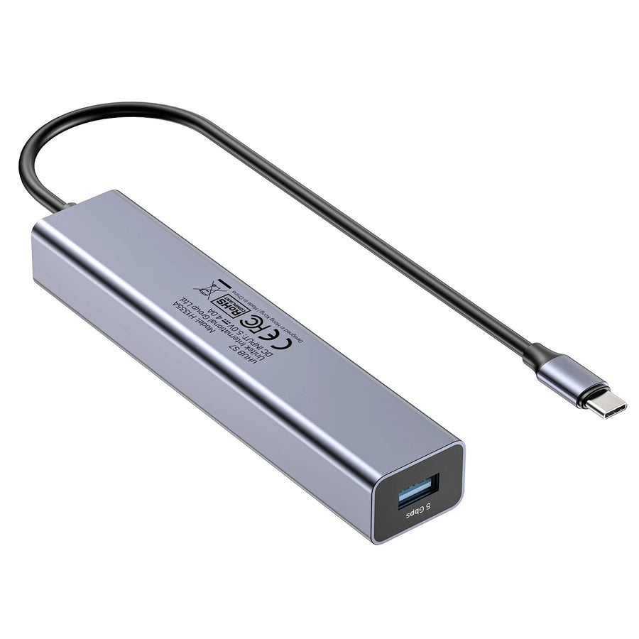 H1335A - UNITEK 7-in-1 Multi-Port Hub with USB-C Connector. Includes 4x USB-A & 3x USB-C Ports. Supports 10Gbps Transfer, Fast Charging, Slim Aluminium Design.