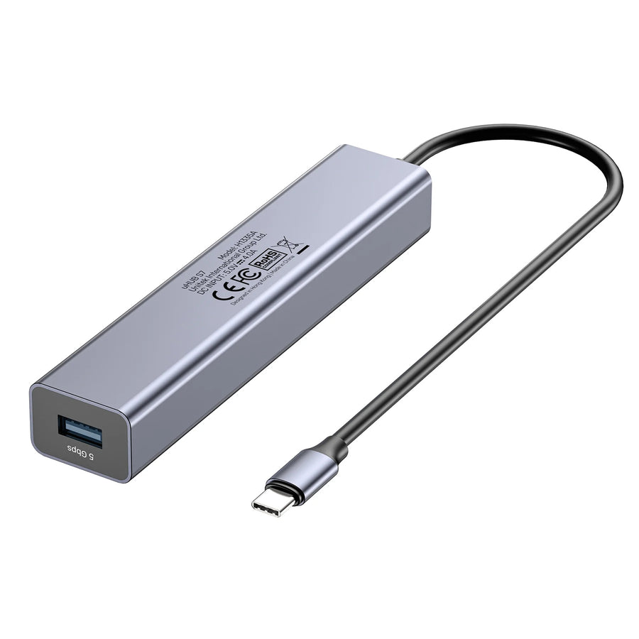 H1335A - UNITEK 7-in-1 Multi-Port Hub with USB-C Connector. Includes 4x USB-A & 3x USB-C Ports. Supports 10Gbps Transfer, Fast Charging, Slim Aluminium Design.