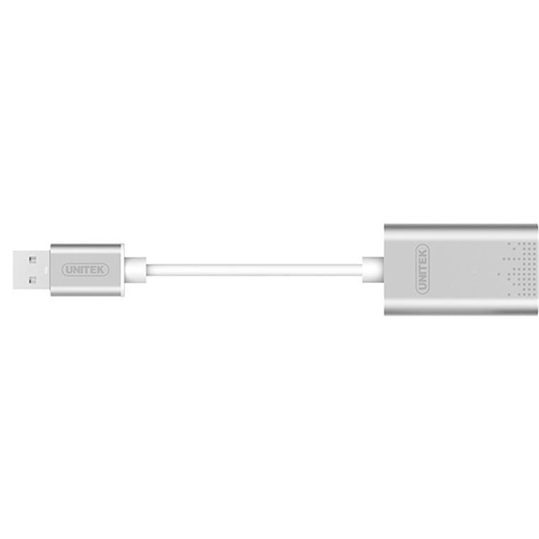 Unitek Y-247A - USB-A To Stereo Audio Converter in Aluminium Housing Supports DAC & ADC up to 48KHz