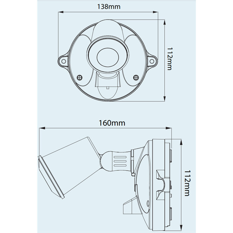 HOUSEWATCH 55-152 - 10W Single LED Spotligh w/ Motion Sensor. IP54 Passive IR. 9m (Side) & 12m (Front)