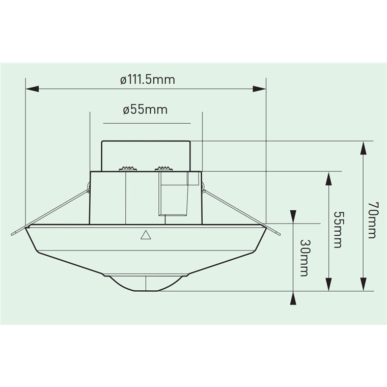 HOUSEWATCH 55-461 360 Degree Surface/Flush Sensor. IP44. Passive IR. 7m Detection Range at 2.5m High. Cutout diameter: 57mm. Dual Element Sensor. White Colour.