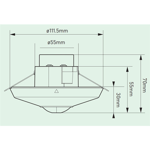 HOUSEWATCH 55-461 360 Degree Surface/Flush Sensor. IP44. Passive IR. 7m Detection Range at 2.5m High. Cutout diameter: 57mm. Dual Element Sensor. White Colour.