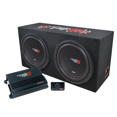 CERWIN VEGA XED SERIES DUAL 12" SUBWOOFER & ENCLOSURE WITH AMPLIFIER BASSKIT