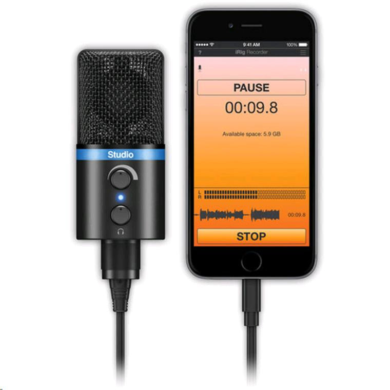 IP-IRIG-MICSTDBLA-IN - IK MULTIMEDIA IRIG MIC STUDIO COMPACT DIGITAL MICROPHONE FOR MAC/PC, IOS AND ANDROID