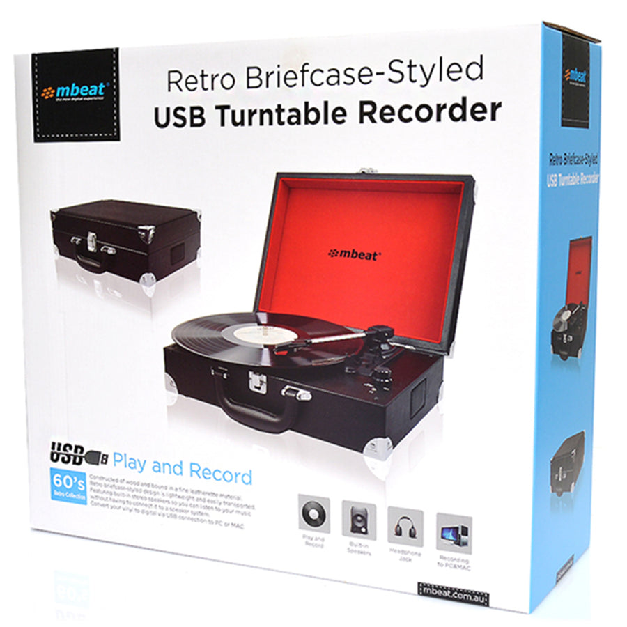 mbeat  USB-TR88 Retro Briefcase-Styled USB Turntable with Built-in Stereo Speakers