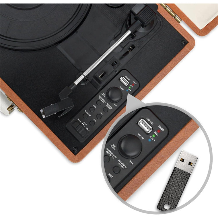 MB-USBTR128 - mbeat® Retro Turntable Recorder with Bluetooth & USB Direct Recording