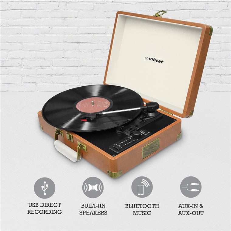 MB-USBTR128 - mbeat® Retro Turntable Recorder with Bluetooth & USB Direct Recording