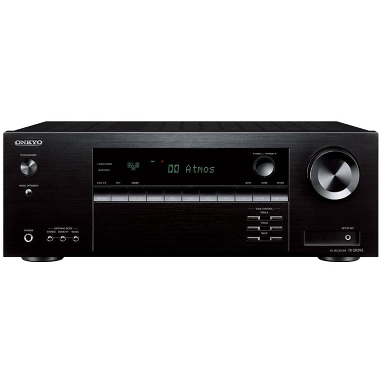 ONKYO TXSR393B - 5.2 Channel AV Receiver 155W P/CH at 6 ohm. DTS-X & Dolby Atmos playback. 4 HDMI