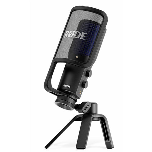 RODE NT-USB+ USB Condenser Microphone Includes Tripod stand, pop shield and ring mount, On-mic mix control, studio-grade