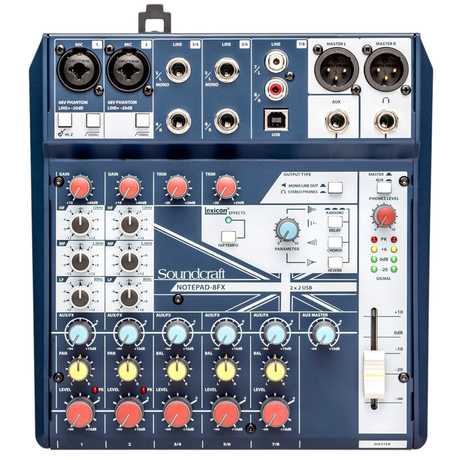 SOUNDCRAFT NOTEPAD8FX - USB MIXER / INTERFACE 2-MONO 3-STEREO FX