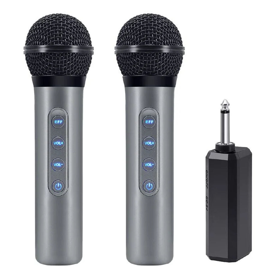 S-DIGITAL SEM2203 Universelles Funkmikrofon, 2er-Pack, 15 m kabellose Reichweite und ein universeller 6,3-mm-Empfänger & USB Typ-C Ladeanschluss