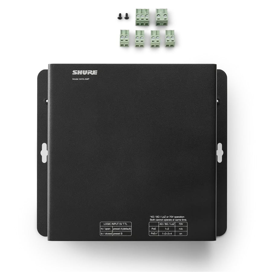 MXN-AMP - SHURE NETWORKED DANTE LOW IMP/70V POE+ AMP