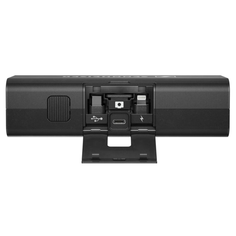 Sennheiser Pro Profile Wireless 2-Channel All-in-One Clip-On & Handheld Microphone System - 2-channel 2.4GHz receiver + 2x Clip-On Microphones with 16GB storage + Ultra-portable charging bar doubles as a handheld interview mic - Superior Se