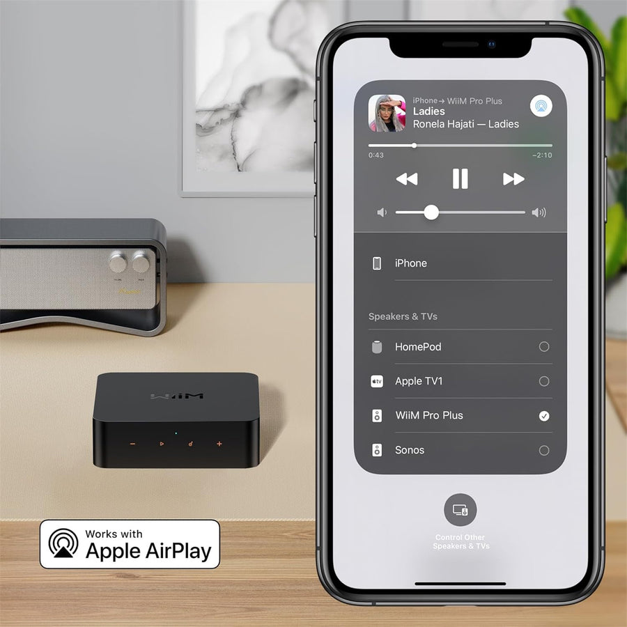 WiiM Pro Plus   Wireless WiFi + Bluetooth Audio Streamer with Voice Remote & AKM DAC