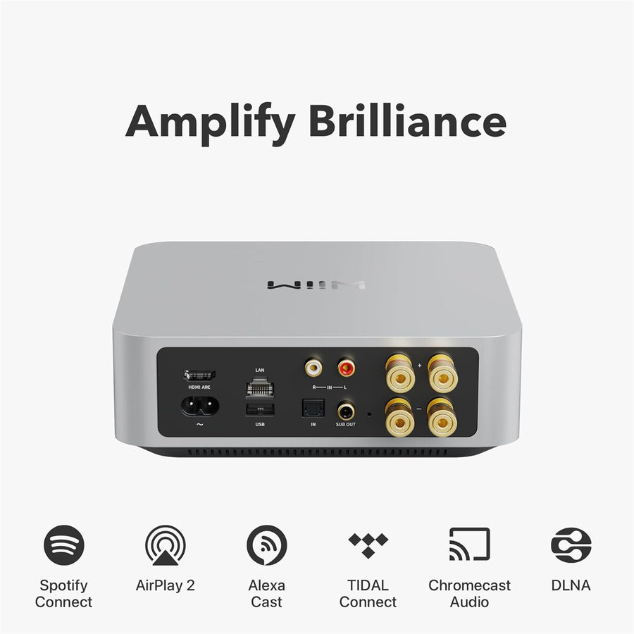 WiiM Amp  120W 2.1 Channel Multiroom Streaming Amplifier - Silver