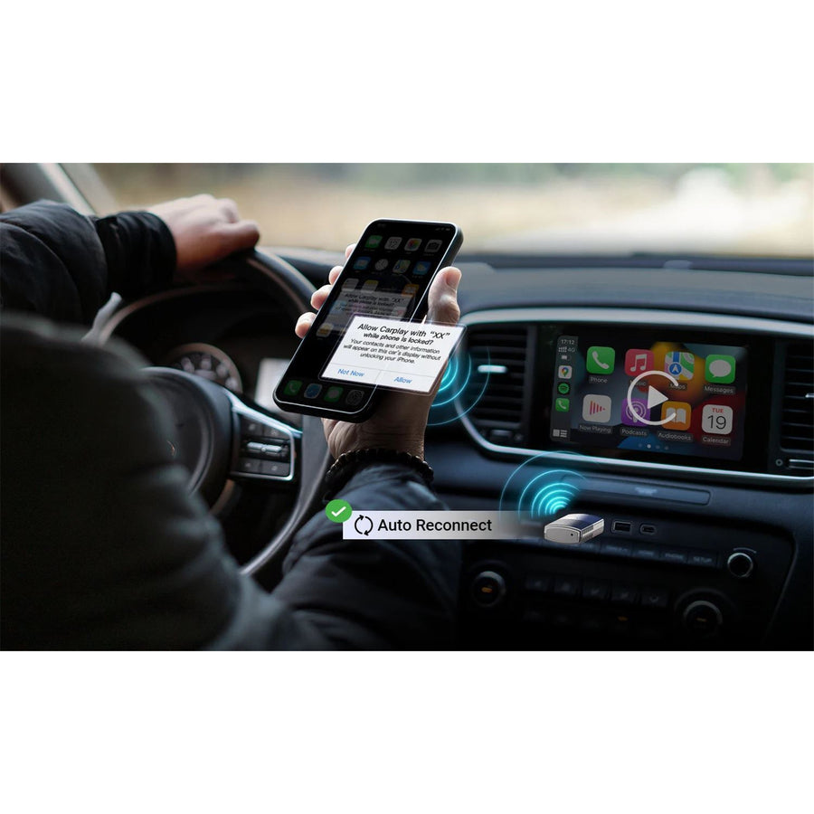MINIX CP86 Wired Apple CarPlay to Wireless Connection Dongle Stick - 90 Degree USB-A Adapter and USB-A to USB-C Converter Included