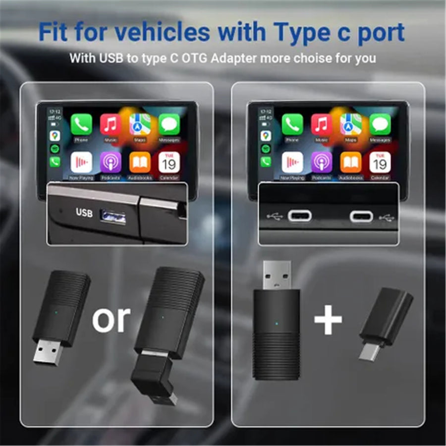 CP86-AA - OTTOCAST CARPLAY & ANDROID AUTO TO WIRELESS USB ADAPTER MINI 2-IN-1