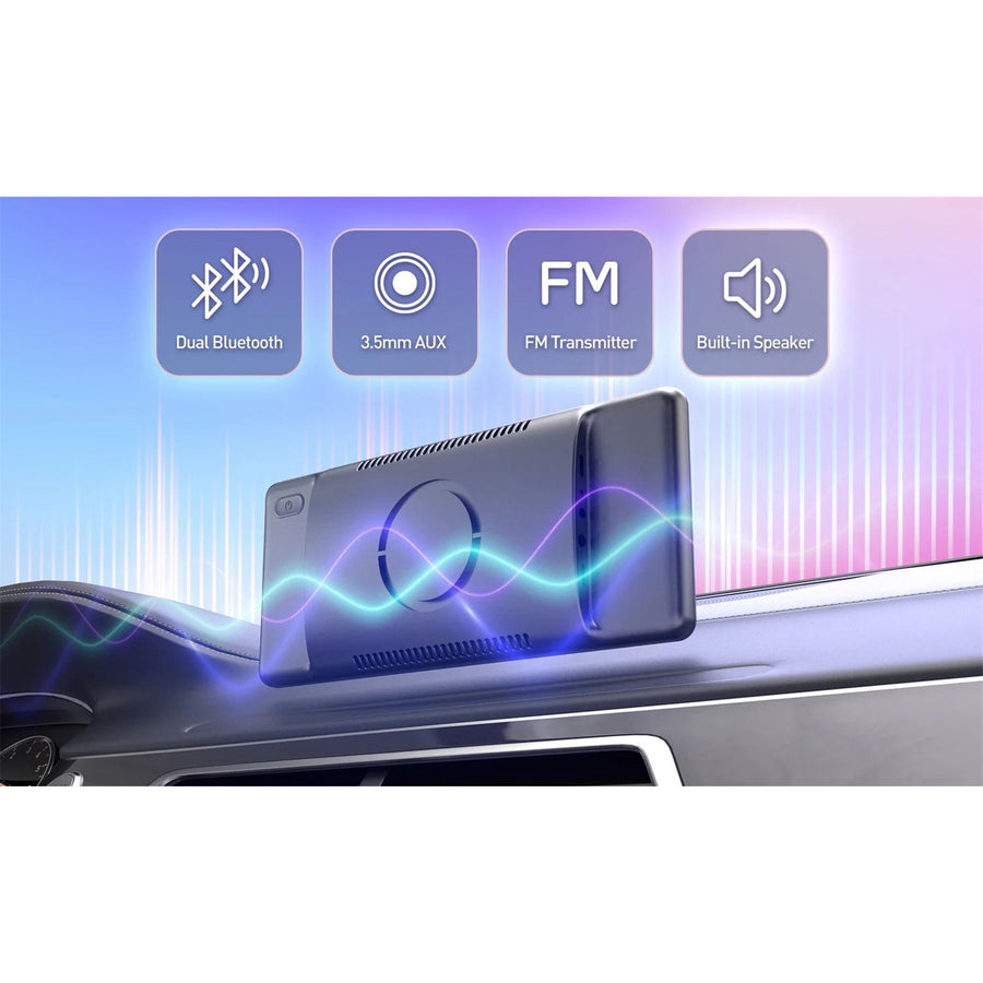 MINIX CP89-HD 8.9 Inch Portable Wireless Carplay and Android Auto HD 60FPS Touchscreen - Buit-in 1W Speaker, FM Transmitter, 3.5mm AUX output and Dual Bluetooth Connection - Magnetic Mount Included