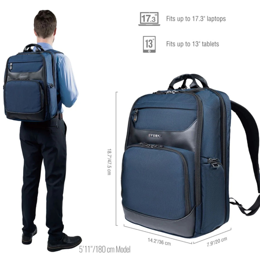 EVERKI EKP132S17N - Onyx Navy Laptop Backpack. Up to 17.3''. Travel Friendly Hard-Shell