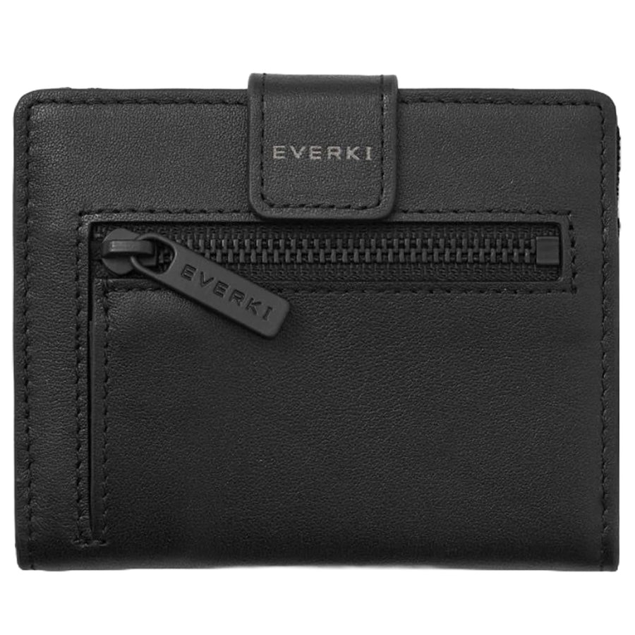 EVERKI EKW200 - Leather RFID Blocking Wallet for Cards Coins & Bills Black Securely Holds 6-8 Cards Fast