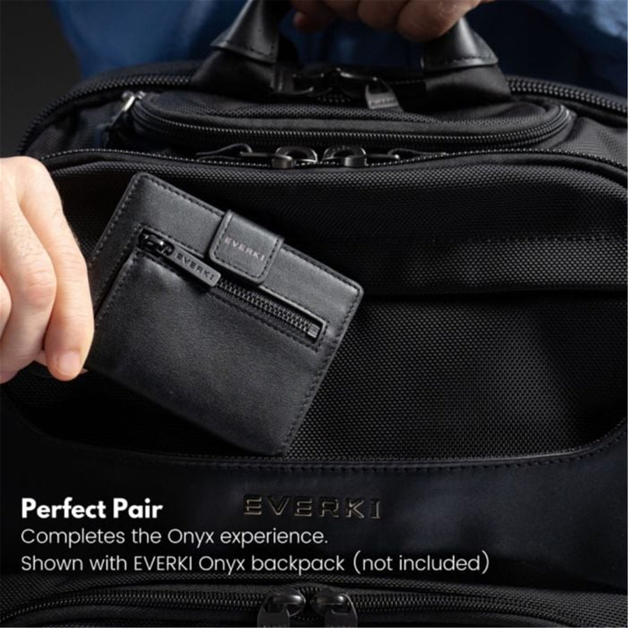 EVERKI EKW200 - Leather RFID Blocking Wallet for Cards Coins & Bills Black Securely Holds 6-8 Cards Fast