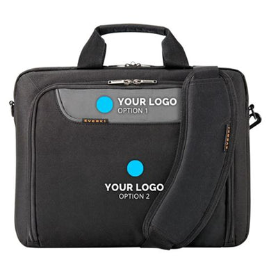 Everki Advance 13-14.1" Briefcase Embroidered Logo - Separate Zippered Accessory Pocket - Front Stash Pocket - Trolley Handle Pass Through Strap - Minimum Order QTY - 15 Pieces
