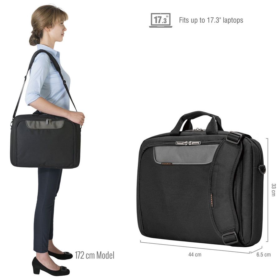 EVERKI EKB407NCH17 - Advance Briefcase 17.3'' Separate Zippered Accessory Front stash pocket