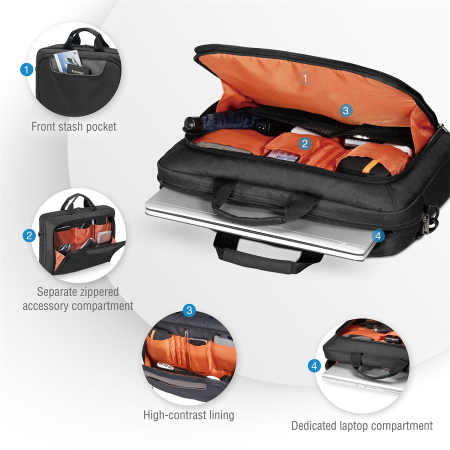 EVERKI EKB407NCH17 - Advance Briefcase 17.3'' Separate Zippered Accessory Front stash pocket