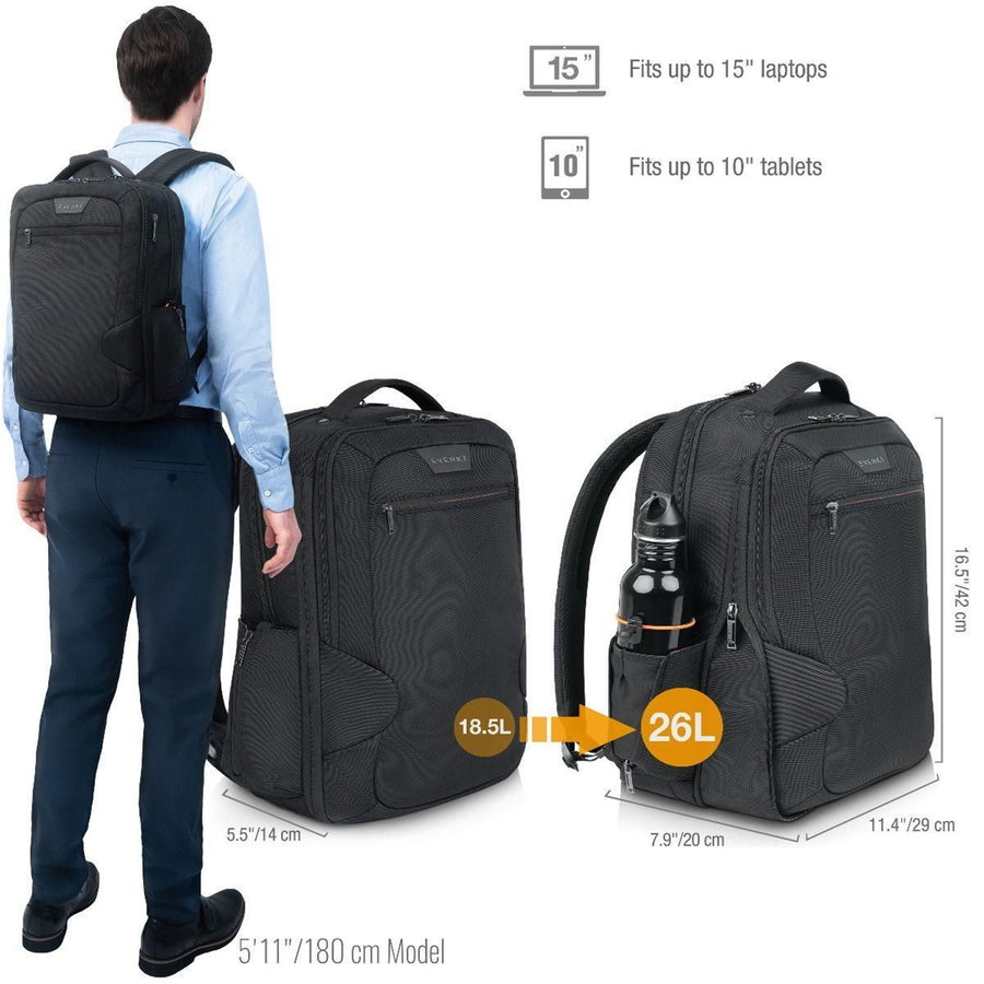 EVERKI EKP118E-ECO - Studio ECO Exp&able Slim Laptop Backpack up to 15''. Made w/ Sustainable Materials!