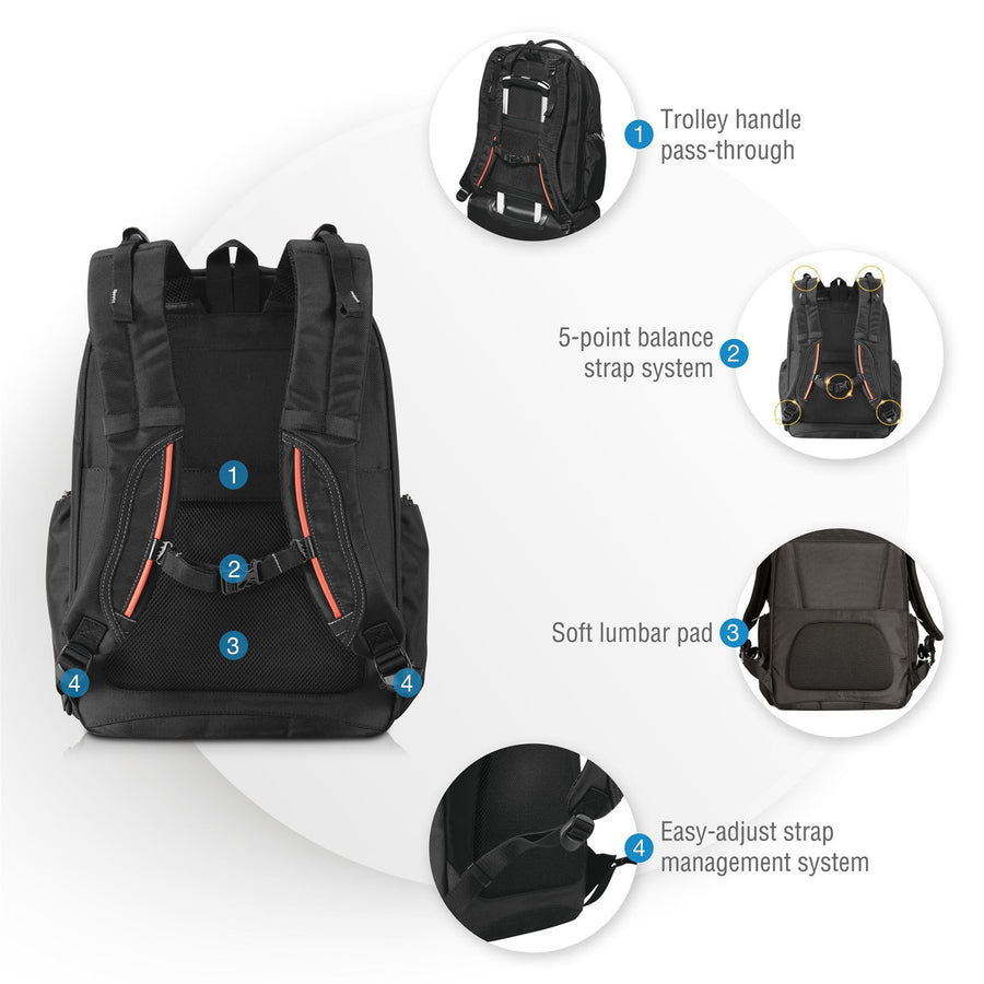 EVERKI EKP121 - Atlas Laptop Backpack 13'' 17''. Adjustable laptop compartment. Checkpoint
