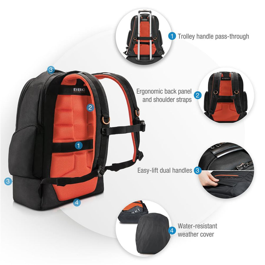 EVERKI EKP117B - ContemPRO Laptop Backpack. Designed to Fit up to 18.4'' Notebooks. Spacious