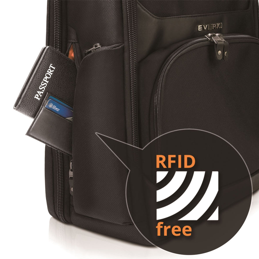 EVERKI EKP132 - Onyx Black Laptop Backpack Up to 15.6''. Travel Friendly Hard-Shell Quick-Access