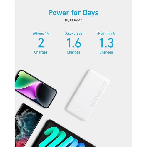 ANKER   323 10000mAh 12W 2-Output Power Bank  - White