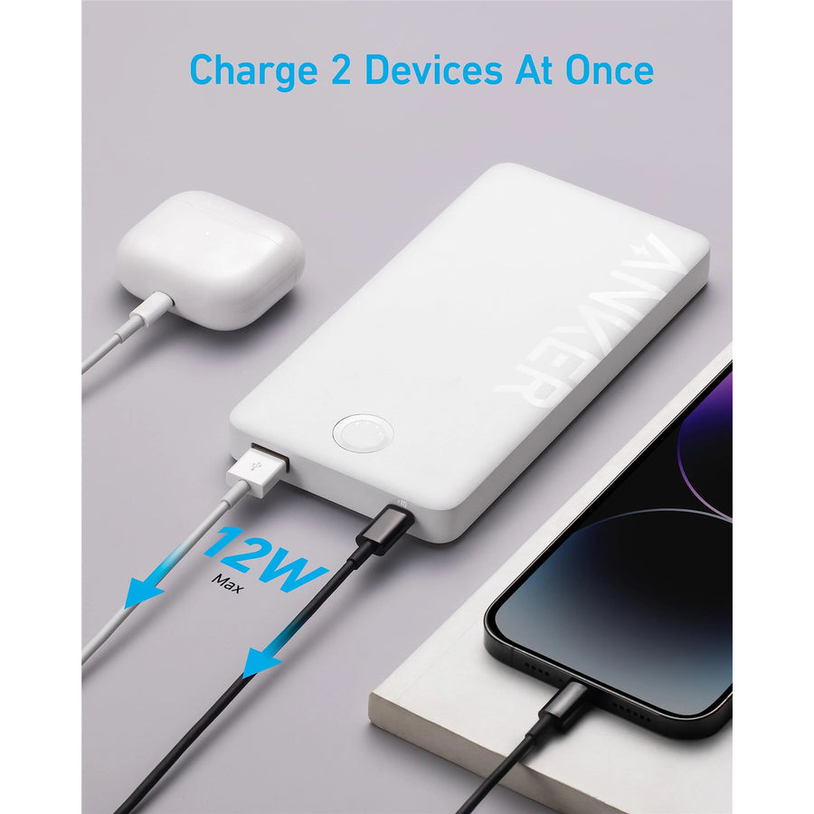 ANKER   323 10000mAh 12W 2-Output Power Bank  - White