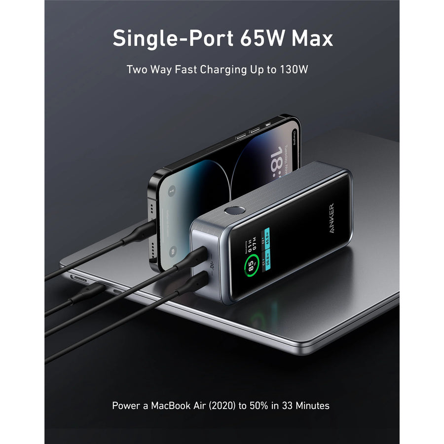ANKER   Prime 12000mAh 130W 2-Output Laptop Power Bank  with Smart Display
