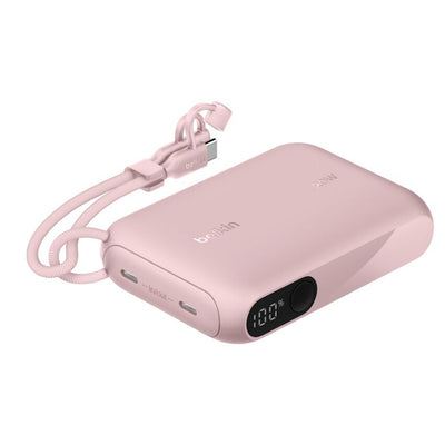 Belkin   BoostCharge 10000mAh 20W 2-Output Power Bank with Cable & Display  -Pink