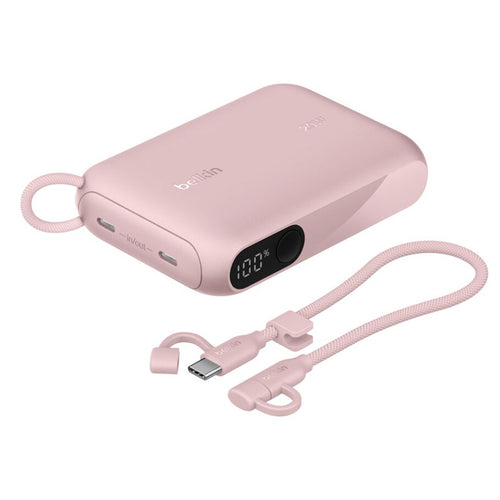 Belkin   BoostCharge 10000mAh 20W 2-Output Power Bank with Cable & Display  -Pink
