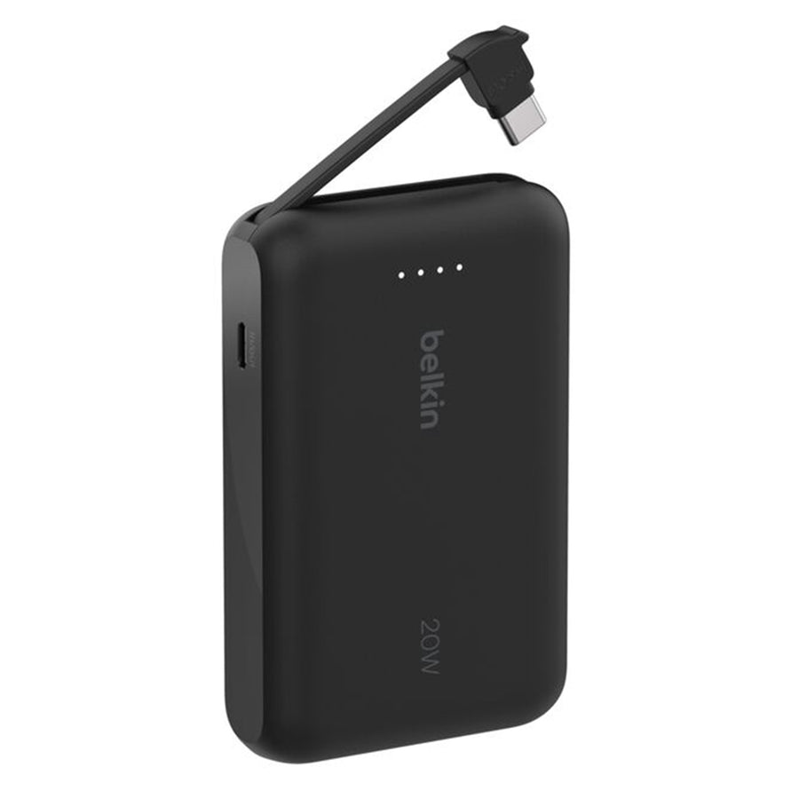 Belkin   BoostCharge 10000mAh 20W 2-Output Power Bank with Integrated Cable -Black